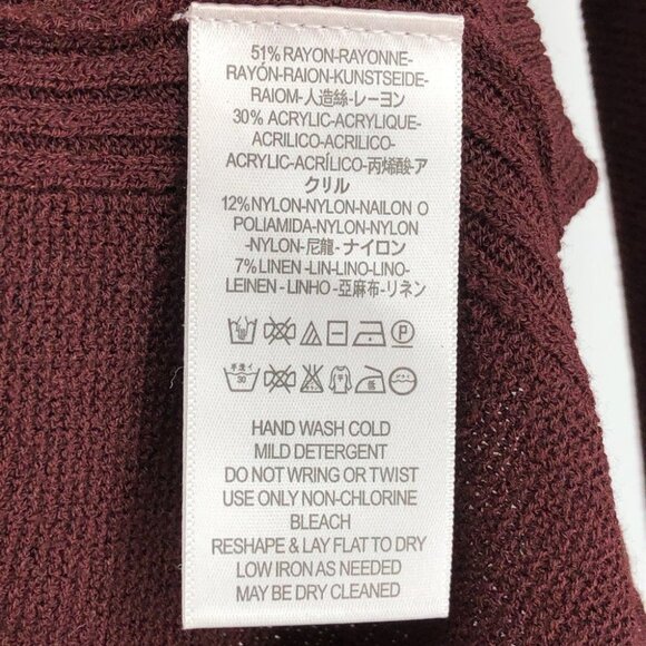 Free People Burgundy Criss Cross Neckline Rayon Blend Tunic Sweater size M - Picture 11 of 16